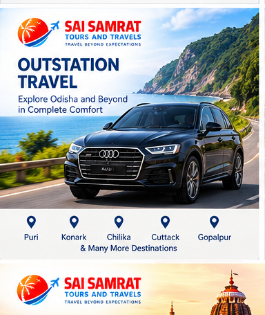 Luxury outstation car rental from Bhubaneswar to destinations across Odisha